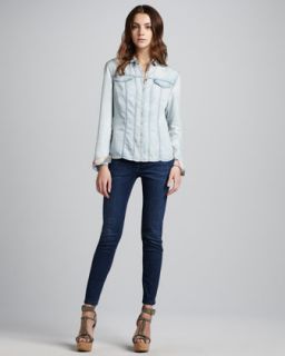 470H Burberry Brit Chambray Western Shirt & Faded Skinny Jeans