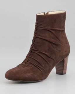 Casadei Low V Front Suede Bootie   