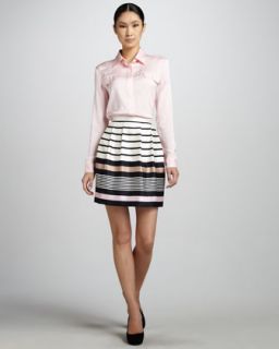 41KU Raoul Silky Utility Shirt & Mini Bell Striped Skirt