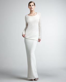 Donna Karan Cashmere Mesh Sleeve Pullover & Long Skirt   