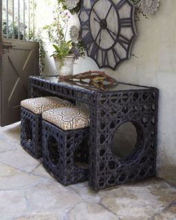 Woven Outdoor Console & Garden Seat with Cushion   