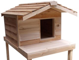 Heated Large Insulated Cedar Outdoor Cat House Feral Shelter with