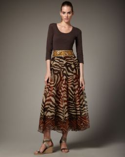  Beaded Waist Zebra Print Skirt   