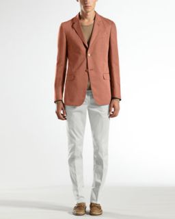 46BF Gucci Gabardine Palma Jacket, Extrafine Cotton Crewneck Sweater
