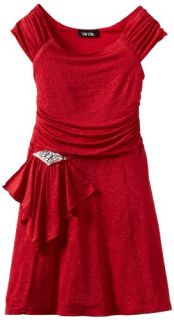Amy Byer Girls 7 16 Glitter Knit Dress, Red, 14 Clothing