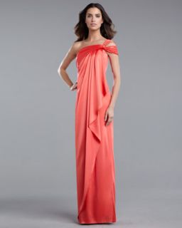 St. John Collection One Shoulder Liquid Satin Gown   