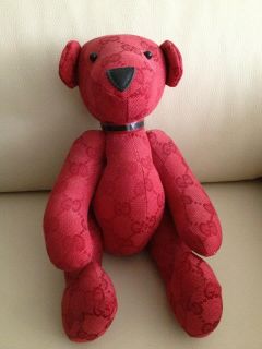 Authentic Gucci Monogram Stuffed Teddy Bear Limited Edition Red