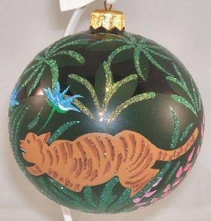 RETIRED Rousseau Tiger in Jungle Polish Glass Christmas Ornament
