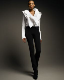 Donna Karan Ruffled Tuxedo Bodysuit   