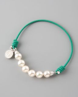 elastic pearl bracelet green $ 40