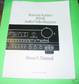 Harman Kardon Home Audio Receiver Owners Manual AVR40