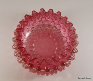 hobbs brucknier dew drop cranberry art glass bowl