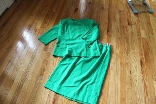 Henry Lee Kelly Green Suit Jacket Shirt Skirt Size 14 Suit Outfit