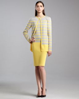 St. John Collection Milano Knit Topper Jacket & Striped Dress   Neiman