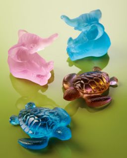 Daum Crystal Elephant & Turtle Figurines   