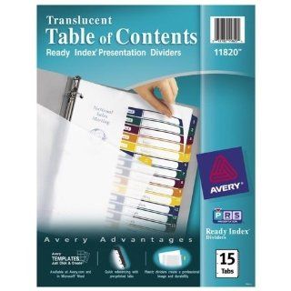 Avery Consumer Products Table of Contents Dividers, 15 Tab