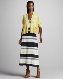 46QC Joan Vass Boxy Jersey Cardigan & Striped Jersey Maxi Dress