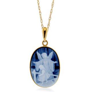  Blue Agate Angel Cameo Pendant w/18 Chain Jewelry 