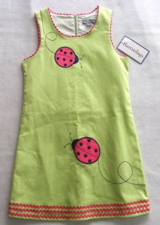 Hartstrings Apple Green Ladybug Sleeveless Dress Girls Size 6X