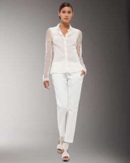 Akris Embroidered Blouse & Ankle Length Pants   