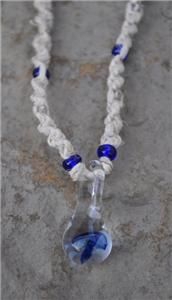  Mushroom Glass Pendant Spiral Hemp Necklace Hippie Adjustable Choker