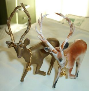 Vintage Christmas Blow Mold Plastic Buck Reindeer Ornaments