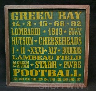 vintage wood nfl green bay packers sign