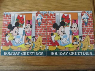 Disneys Mickey Holiday Greetings 2 Card Set Silver Coins 1 10 oz 999