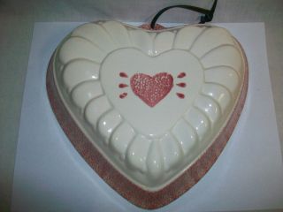 Hermitage Pottery Spongeware Jello Mold Pink Heart