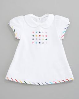 Z0XU5 Fendi Embroidered Logo Short Dress, Sizes 12 24 Months