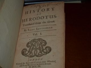 Isaac Littlebury History of Herodotus Volume One Translated from