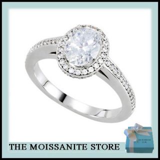 90ct Moissanite Oval Round Diamond Bridal Engagement Ring