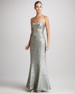 Kay Unger New York Strapless Jacquard Gown   