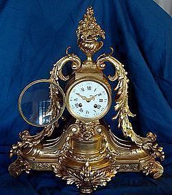 Antique French Clock 19th Century Gilt Bronze Mantel