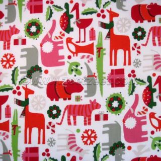 Alexander Henry 2 D Yuletide Zoo Holiday Natural Mod Animals Fabric by
