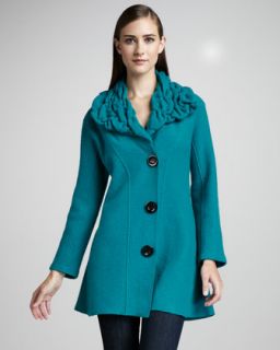 Ali Miles Long Ruched Collar Jacket   