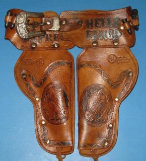 RARE VINTAGE TALES of WELLS FARGO CAP GUN LEATHER HOLSTER TOOLED
