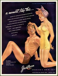 pete hawley artwork in 1943 jantzen bathing suits ad