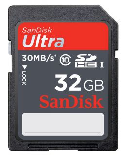 SanDisk Ultra 32 GB SDHC Class 10 UHS 1 Flash Memory Card 30MB/s SDSDU