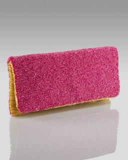 V11UJ Moyna Beaded Colorblock Clutch, Pink/Yellow