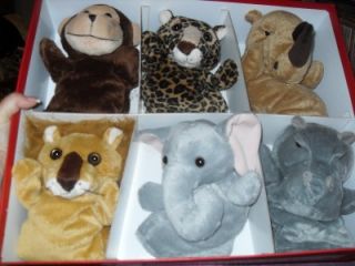  Family Puppet Theater 6 Hand Puppets Lion Elephant Hippo