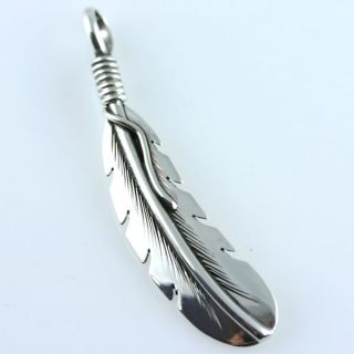 Native American Jewelry Sterling Silver Feather Pendant
