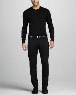 434Q Ralph Lauren Black Label Leather Trim Merino Sweater & Firenze