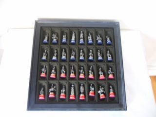 Vintage  Battle of Waterloo  Pewter Chess Set Orig Table by Franklin