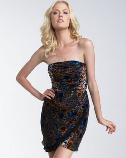 Kay Unger New York Draped Floral Print Dress   