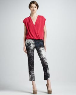 Eileen Fisher Knit Cardigan, Beaded V Neck Tank & Cropped Twill Pants