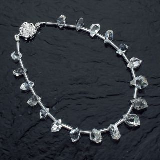 Herkimer Diamond Quartz Crystal Bracelet Length Selectable 6 8 Inches