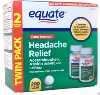 Headache Relief, 200 Coated Tablets   Equate Acetaminophen Aspirin