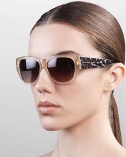 marc by marc jacobs leopard pattern square sunglasses beige $ 130