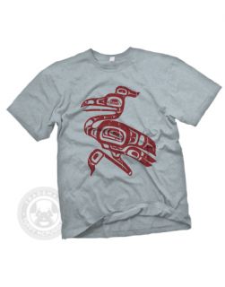 Totem Heron Native American Indian Art Pole T Shirt XL Heather Grey